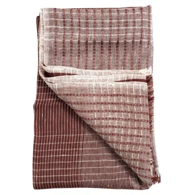 Pre-owned Studio Variously Auro Rust Brown Cinnabar Women's Soft Linen Handwoven Scarf By