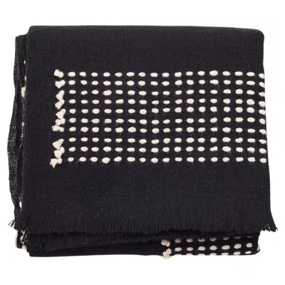 Pre-owned Studio Variously Black & White Stripes Pattern Walnut Handloom Soft Yak Throw / Blanket