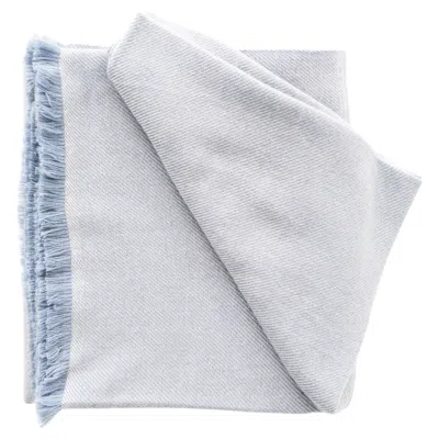 Pre-owned Studio Variously Boro Handloom Light Throw In Soft Merino Twill Weave Serene Calming Blue