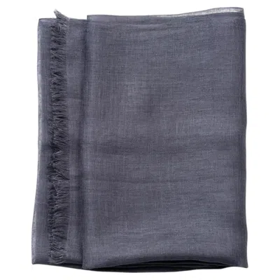 Pre-owned Studio Variously Charcoal Dark Gray Hand Woven Soft Linen Silk Blend Scarf