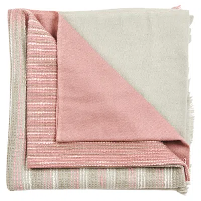Pre-owned Studio Variously Chive Sage Green Dusty Pink Handloom Throw / Blanket Ombre Dyed In Merino
