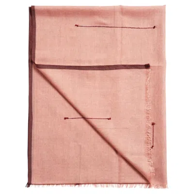 Pre-owned Studio Variously Clay Mist Handwoven Hand Knotted Soft Cotton Scarf In Nuetral Color In Orange