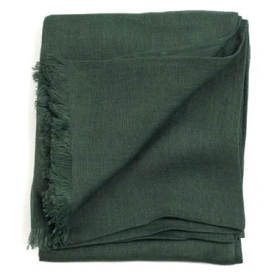 Studio Variously Coco Brown Hand Woven Linen Silk Blend Scarf In Green