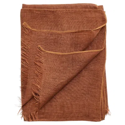 Pre-owned Studio Variously Coco Brown Soft Classic Modern Artisanal Handwoven Scarf