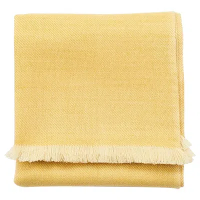 Pre-owned Studio Variously Dandelion Pleasing Yellow Light Weight Throw Blanket In Soft Merino Twill Weave