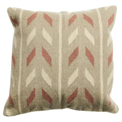 Pre-owned Studio Variously Ero Handloom Green Brown Geometric Large 24" Pillow Cover Only