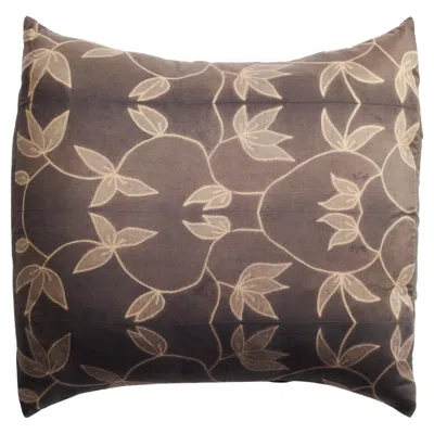 Pre-owned Studio Variously Folio Black Silk Pillow In Floral Motifs Handcrafted By Artisans