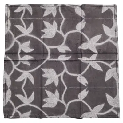 Pre-owned Studio Variously Folio Charcoal Black Cotton Table Napkin Handcrafted By Artisans ( Set Of 4 )