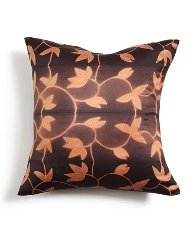 Studio Variously Folio Handcrafted Shibori Mulberry Silk Pillow Cover Only In Brown