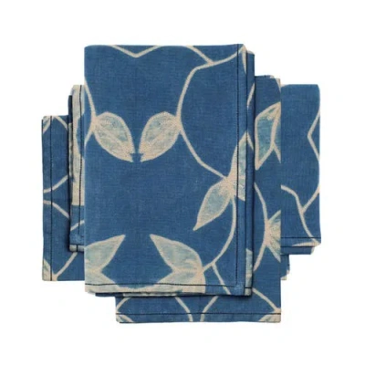 Studio Variously Folio Indigo Handcrafted Shibori Cotton Table Napkins