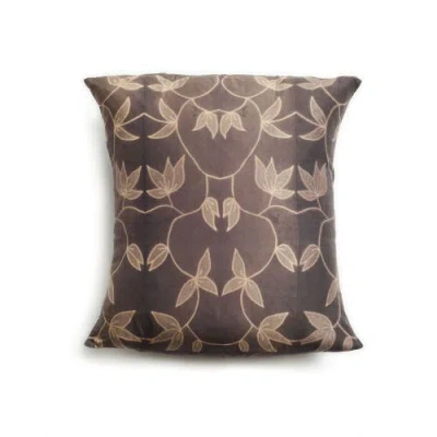 Studio Variously Folio Indigo Handcrafted Shibori Mulberry Silk Pillow In Brown