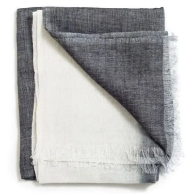 Studio Variously Granite Black White Ombre Linen Silk Handloom Scarf In Multi