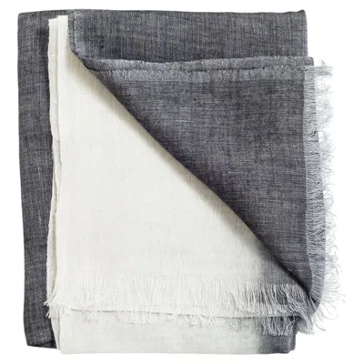Pre-owned Studio Variously Granite Black White Ombre Soft Linen Silk Handloom Artisanal Scarf