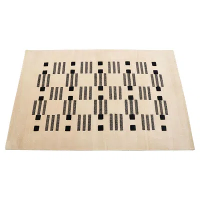Pre-owned Studio Variously Hand Knotted Contemporary Geometric Pattern Black And White Varj Merino Rug
