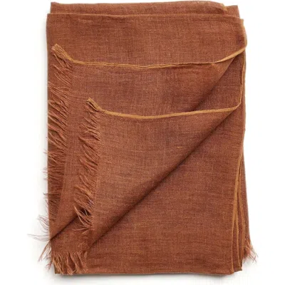 Studio Variously Hand Woven Soft Linen Silk Scarf In Oat Beige