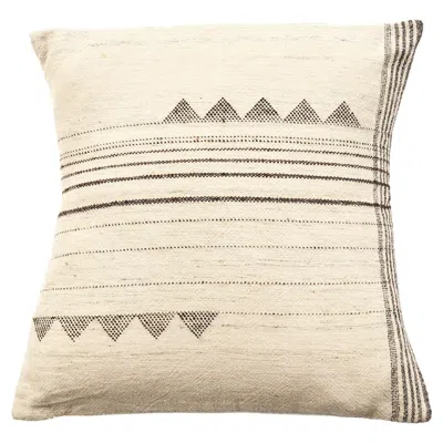 Pre-owned Studio Variously Handwoven Large Pillow Cover Kora White 24" In Natural Yarn