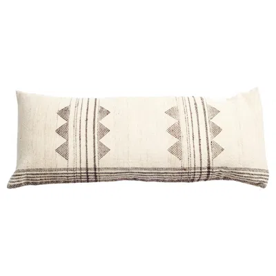 Pre-owned Studio Variously Handwoven White Kora Large Lumbar Pillow In Natural Blend By