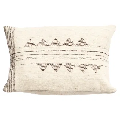 Pre-owned Studio Variously Handwoven White Kora Small Lumbar Pillow Cover By