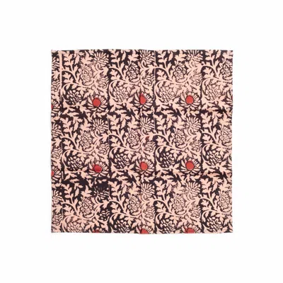 Pre-owned Studio Variously Hummus Floral Cotton Table Napkin, Handcrafted By Artisans ( Set Of 4 Napkin ) In Sand