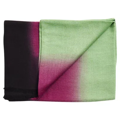Pre-owned Studio Variously Iris Courtyard Green Purple Cashmere Merino Modern Artisanal Handwoven Scarf