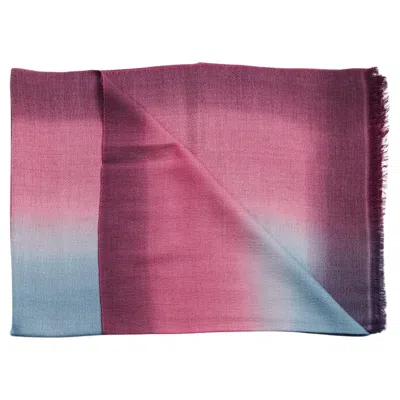 Pre-owned Studio Variously Iris Haze Blue Pink Cashmere Merino Modern Artisanal Handwoven Scarf
