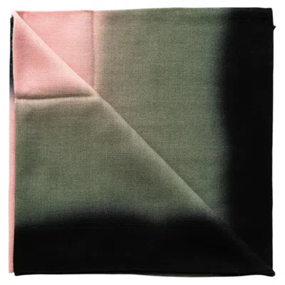 Pre-owned Studio Variously Iris Kiwi Pink Green Cashmere Merino Soft Handwoven Modern Artisanal Scarf