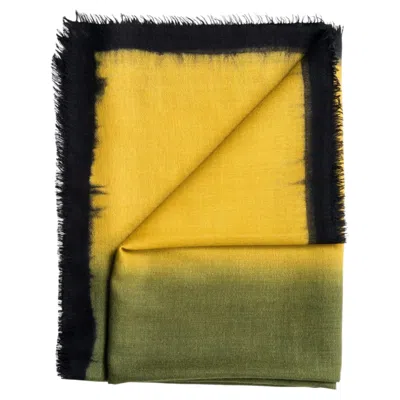 Pre-owned Studio Variously Iris Topaz Cashmere Merino Soft Handwoven Modern Artisanal Scarf In Brown