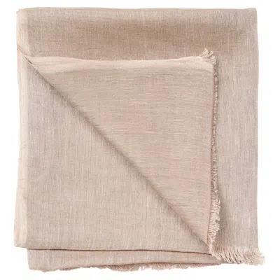 Pre-owned Studio Variously Jute Neutral Shade Soft Classic Artisanal Linen Blend Handwoven Scarf In Beige