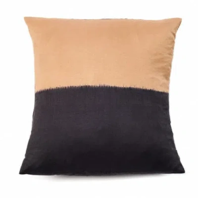 Studio Variously Kala Black And Gold Color Block Mulberry Silk Pillow In Multi