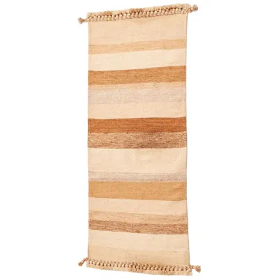 Pre-owned Studio Variously Maati Handloom Wool Indian Rug In Earthy Tones Stripes Pattern In Orange