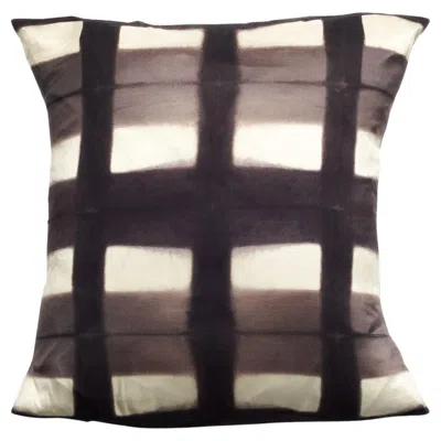 Pre-owned Studio Variously Melo Black Silk Pillow In Geometric Pattern, Handcrafted By Artisans