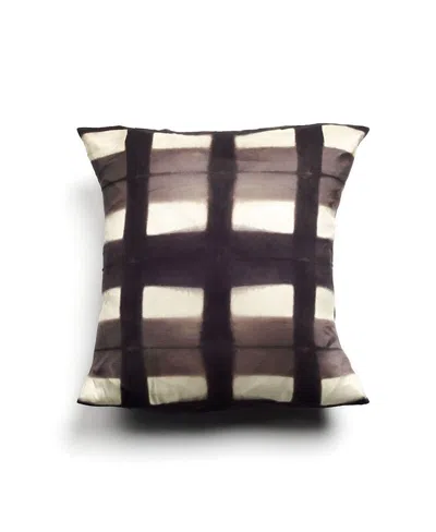Studio Variously Melo Handcrafted Shibori Print Mulberry Silk Pillow, Cover Only, 20 X 20 In Black