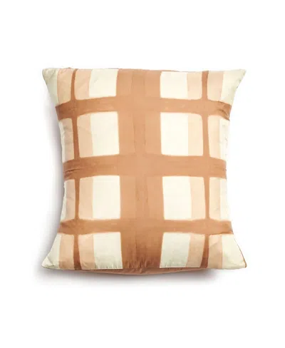 Studio Variously Melo Handcrafted Shibori Print Mulberry Silk Pillow, Cover Only, 20 X 20 In Gold