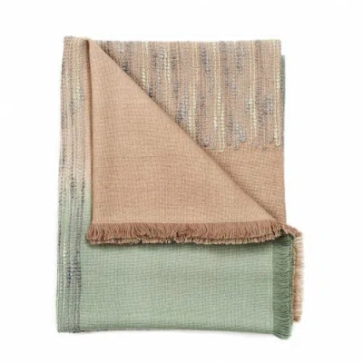 Studio Variously Merino Wool Bedspread With Hand Embroidery In Salvia Green