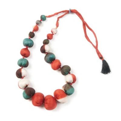 Studio Variously Mihika Silk Beaded Necklace Modern Artisanal In Red