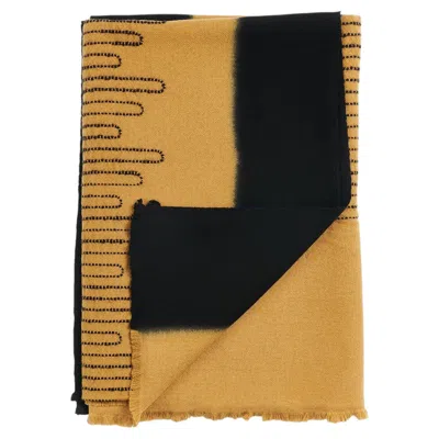 Pre-owned Studio Variously Modern Artisan Handwoven Topaz Myrtle Drift Soft Merino Throw Blanket In Brown