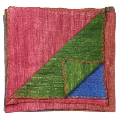 Pre-owned Studio Variously Modern Artisan Riverside Handwoven Throw Blanket In Handspun Merino By Variously In Pink