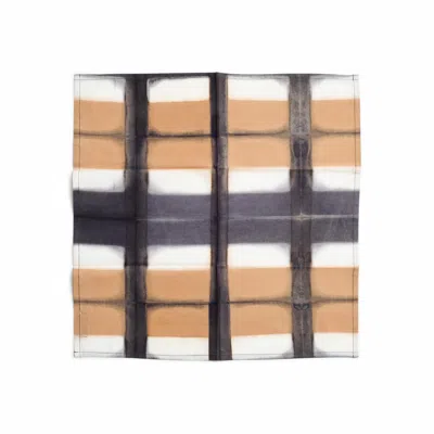 Pre-owned Studio Variously Modern Artisanal Chowk Black Geometric Print Cotton Table Napkin ( Set Of 4 )