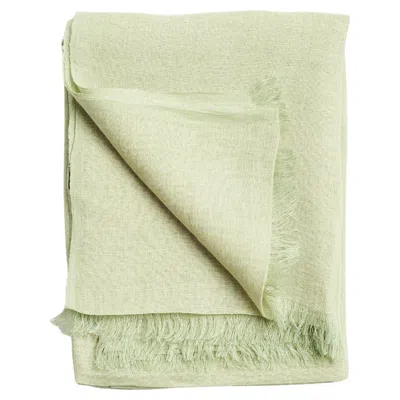 Pre-owned Studio Variously Modern Artisanal Soya Linen Scarf Handwoven In Soft Pastel Dusty Green Hue