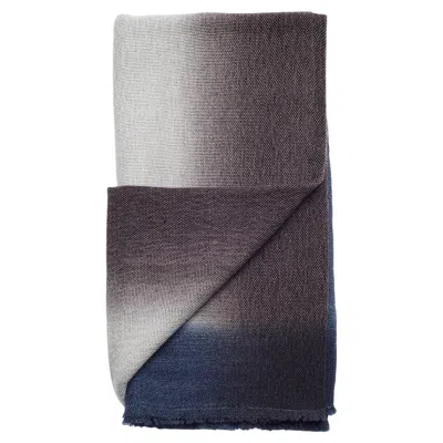 Pre-owned Studio Variously Modern Moonstruck Merino Throw Handwoven In Blue Gray Black Soft Ombre Hues