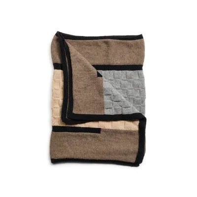 Pre-owned Studio Variously Muhu Brown Gray Pure Alpaca Scarf Hand Knitted In Peru By Women Artisans