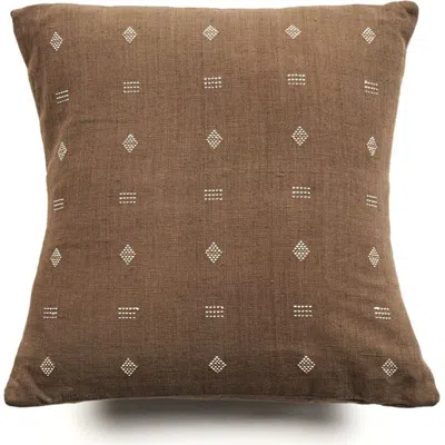 Studio Variously Nira Ochre Hand Spun Organic Cotton Handloom Pillow In Brown