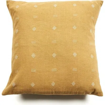 Studio Variously Nira Ochre Hand Spun Organic Cotton Handloom Pillow In Yellow
