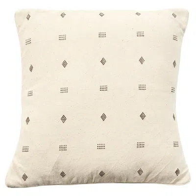 Pre-owned Studio Variously Nira White Organic Cotton Handloom Pillow In Minimal Geometric Patterns