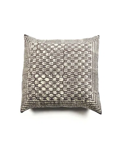Studio Variously Oasis Hand Crafted Wax Block Print Mulberry Silk Pillow Cover Only In Black