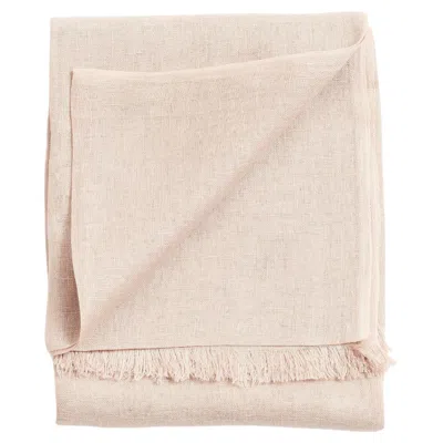 Pre-owned Studio Variously Oat Neutral Cream Soft Classic Artisanal Linen Blend Handwoven Scarf In White