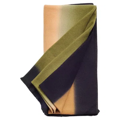 Pre-owned Studio Variously Olyv Twill Modern Throw Handwoven In Soft Merino In Earthy Brown Black Olive Hue