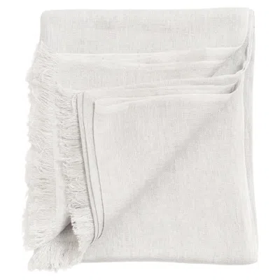 Pre-owned Studio Variously Pebble Gray Soft Classic Artisanal Handwoven Large Pure Linen Scarf