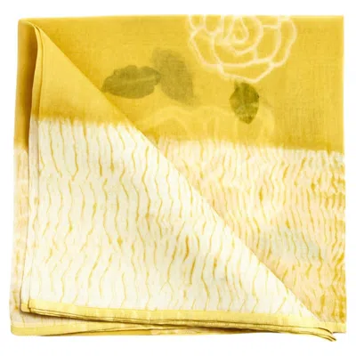 Pre-owned Studio Variously Primrose Turmeric , Handpainted Shibori Silk Organza Square Scarf In Yellow