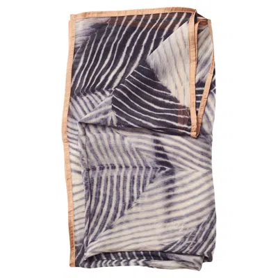 Pre-owned Studio Variously Samu Modern Artisanal Black White Square Silk Chiffon Scarf With Gold Silk Hem